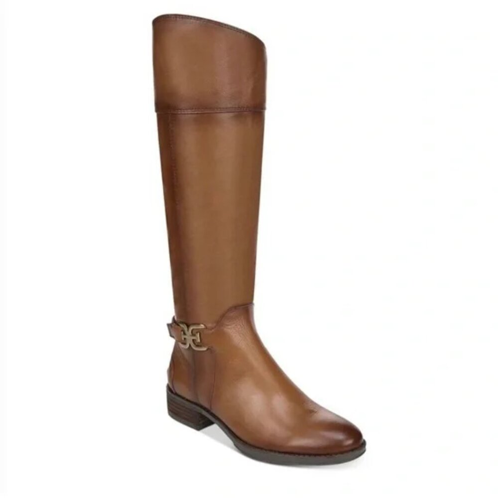 Sam Edelman Prisilla Fall Winter Casual Chic Leather Knee High Riding Boot Brown